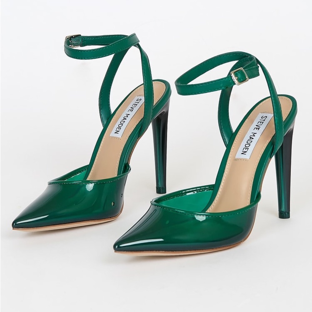 Alessi Green Pointed-Toe Ankle Strap Heels - NEVER WORN